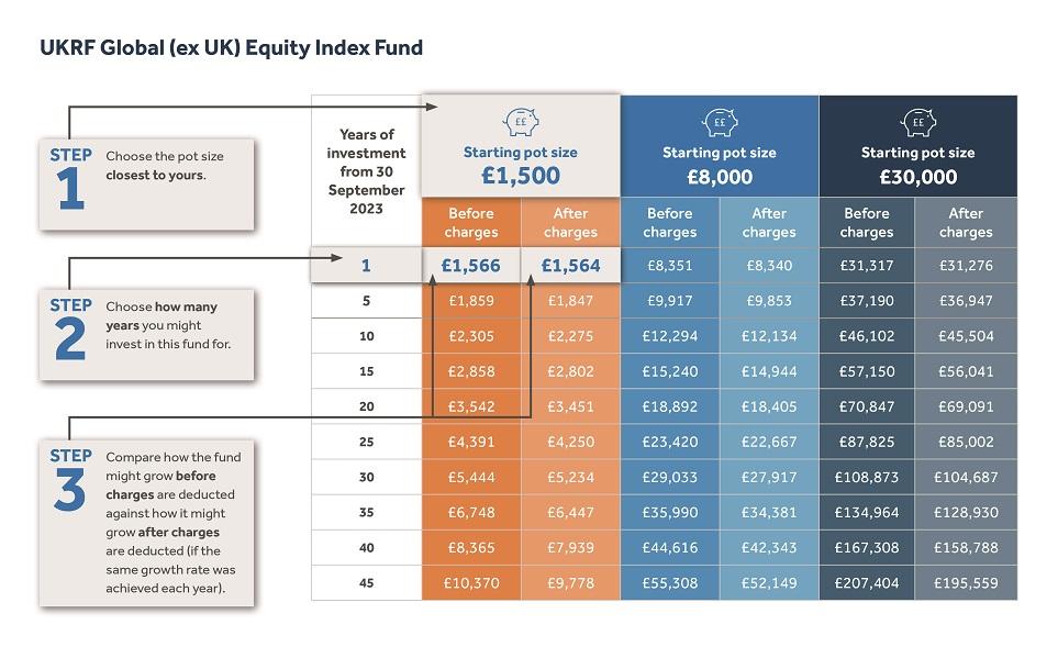 An image showing how to read the Fund Illustration tables